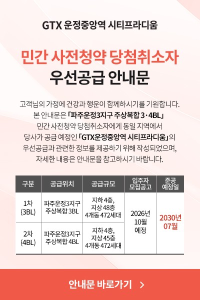 민간 사전청약 당첨취소자 우선공급 안내문